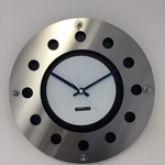 ChantalBrandO Design - Wall clock Mecanica Fully Black With White Color Small Inside Circle Darkblue White Pointer Modern Dutch Design Handmade 40 cm