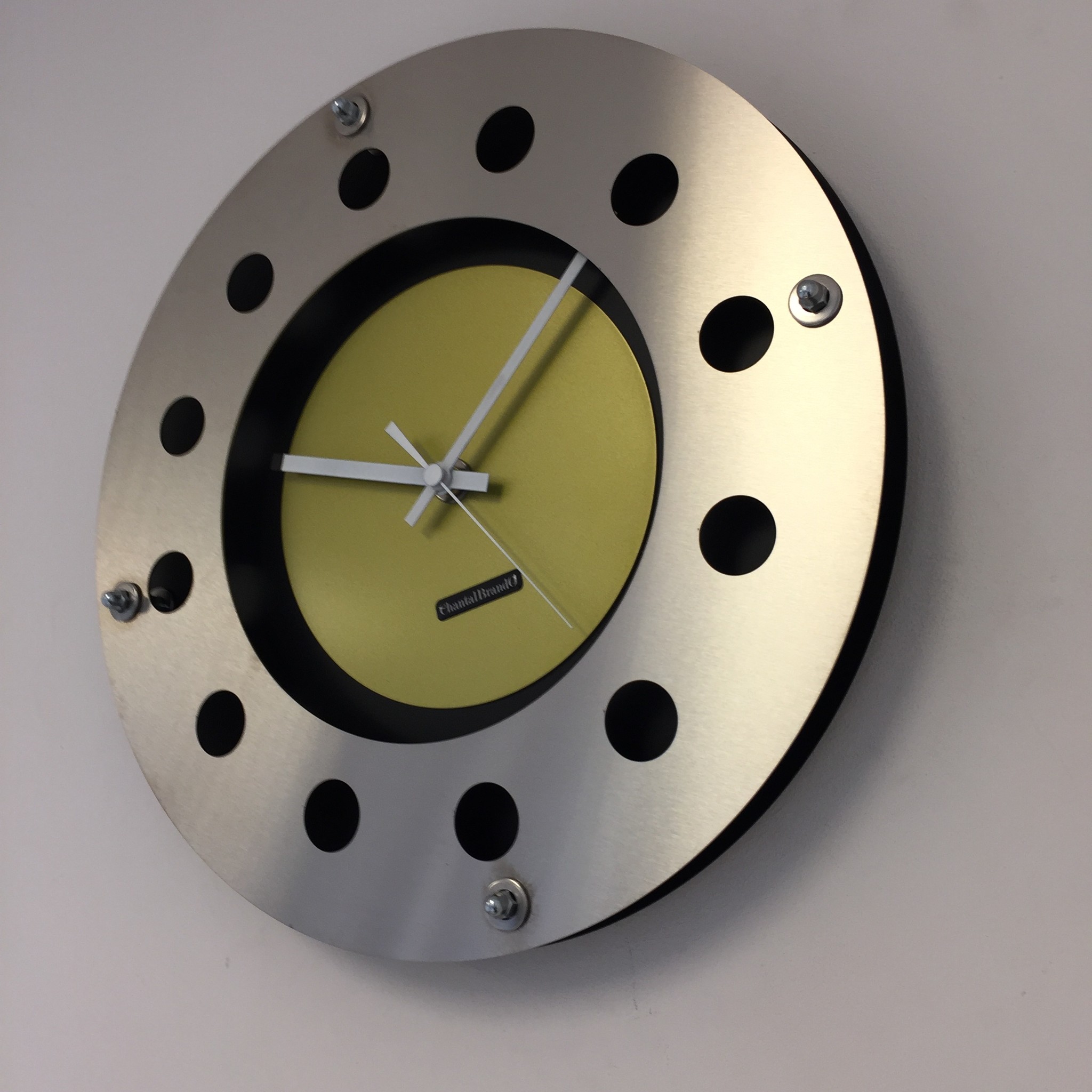 ChantalBrandO Design - Wall clock Mecanica Small Inside Circle Black Lemmon White Pointer Dutch Design Handmade 40 cm