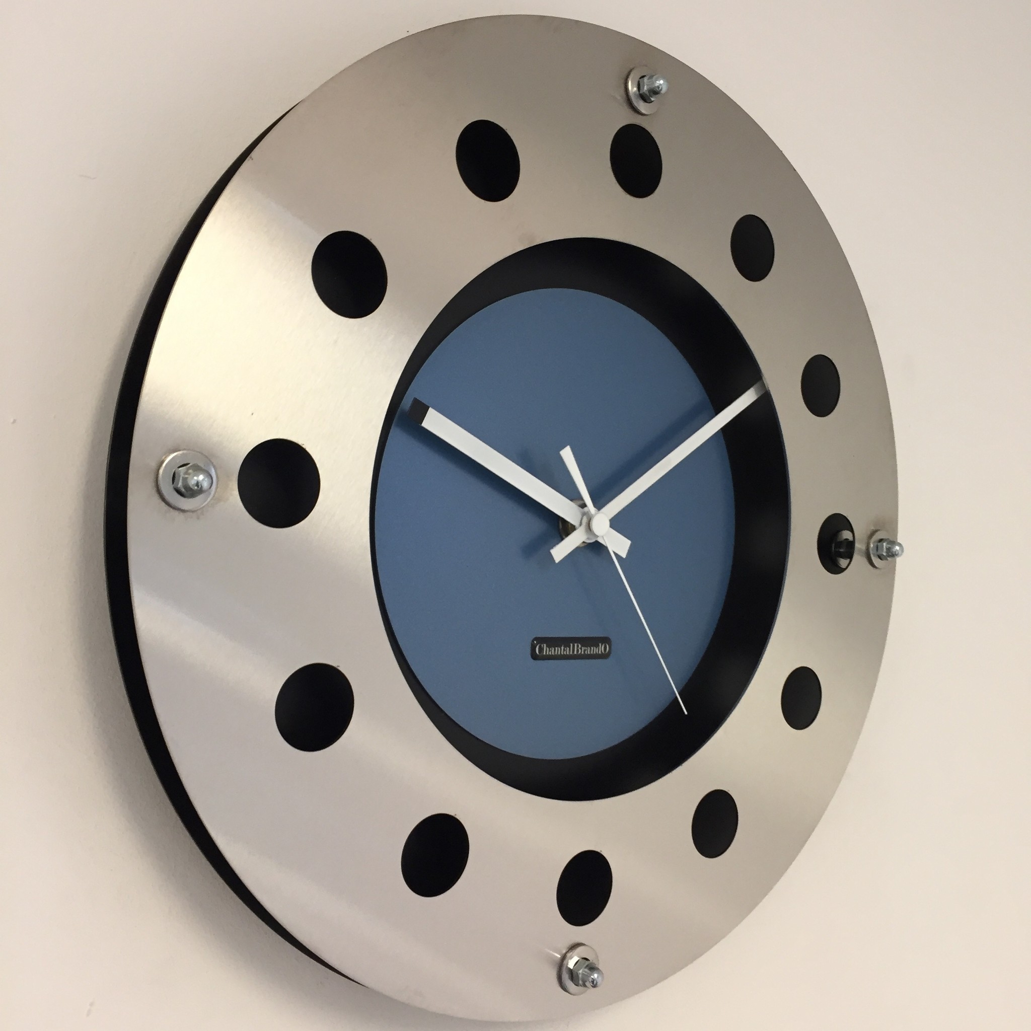 ChantalBrandO Design - Wall clock Mecanica Small Binnencirkel Midnight Blue White Modern Dutch Design Handmade 40 cm