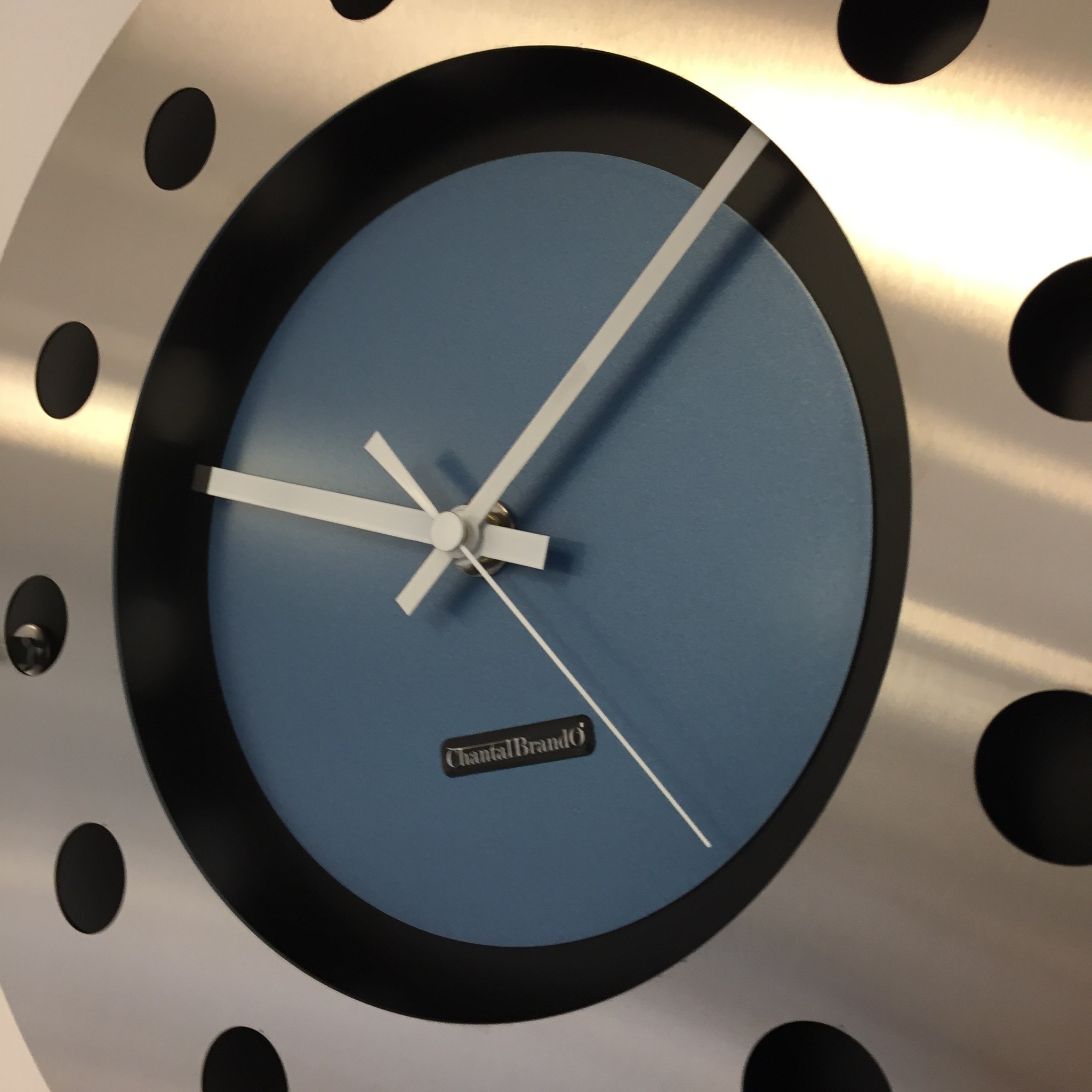 ChantalBrandO Design - Wall clock Mecanica Small Binnencirkel Midnight Blue White Modern Dutch Design Handmade 40 cm