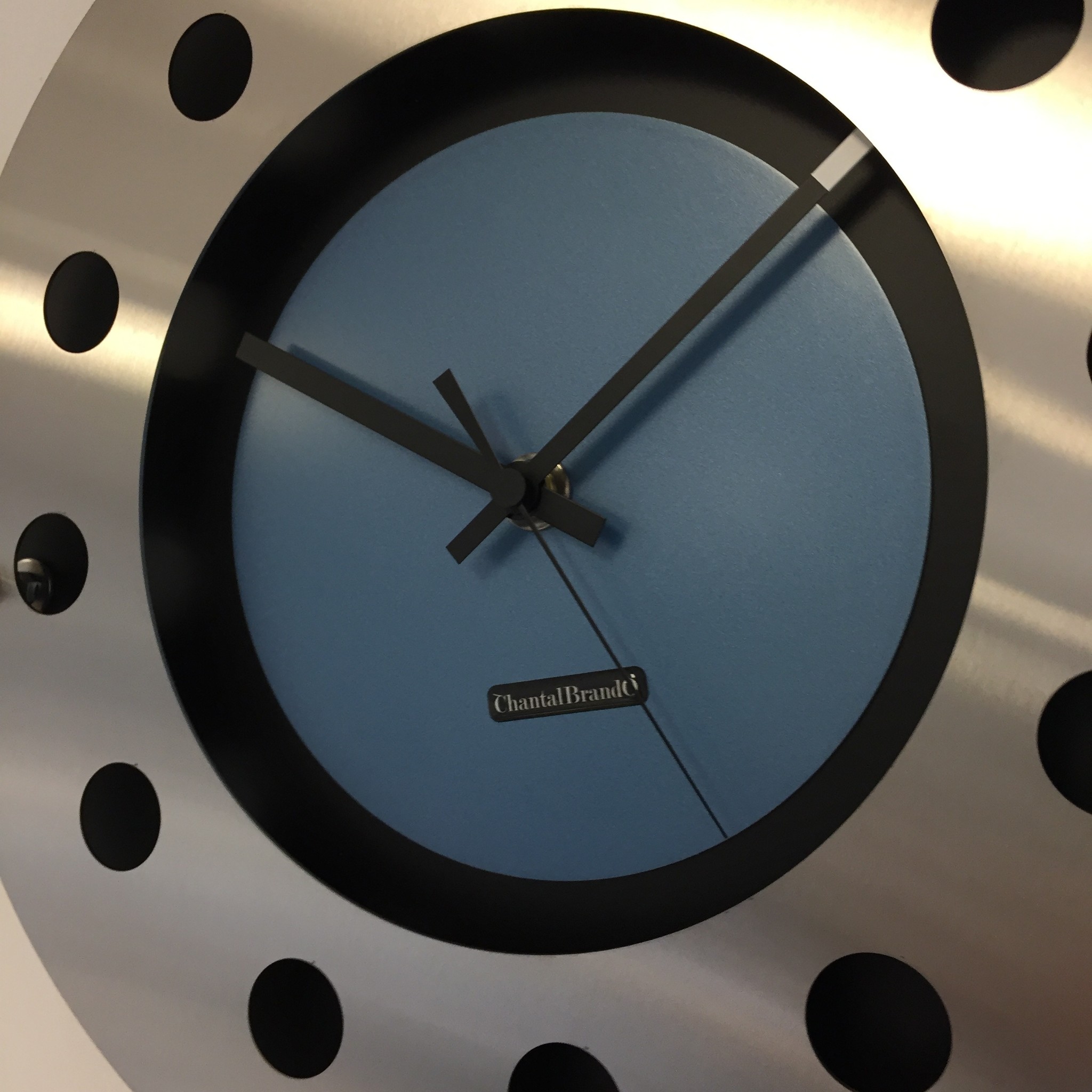 ChantalBrandO Design - Wall clock Mecanica Small Indoor Circle Blue Black Modern Dutch Design Handmade 40 cm