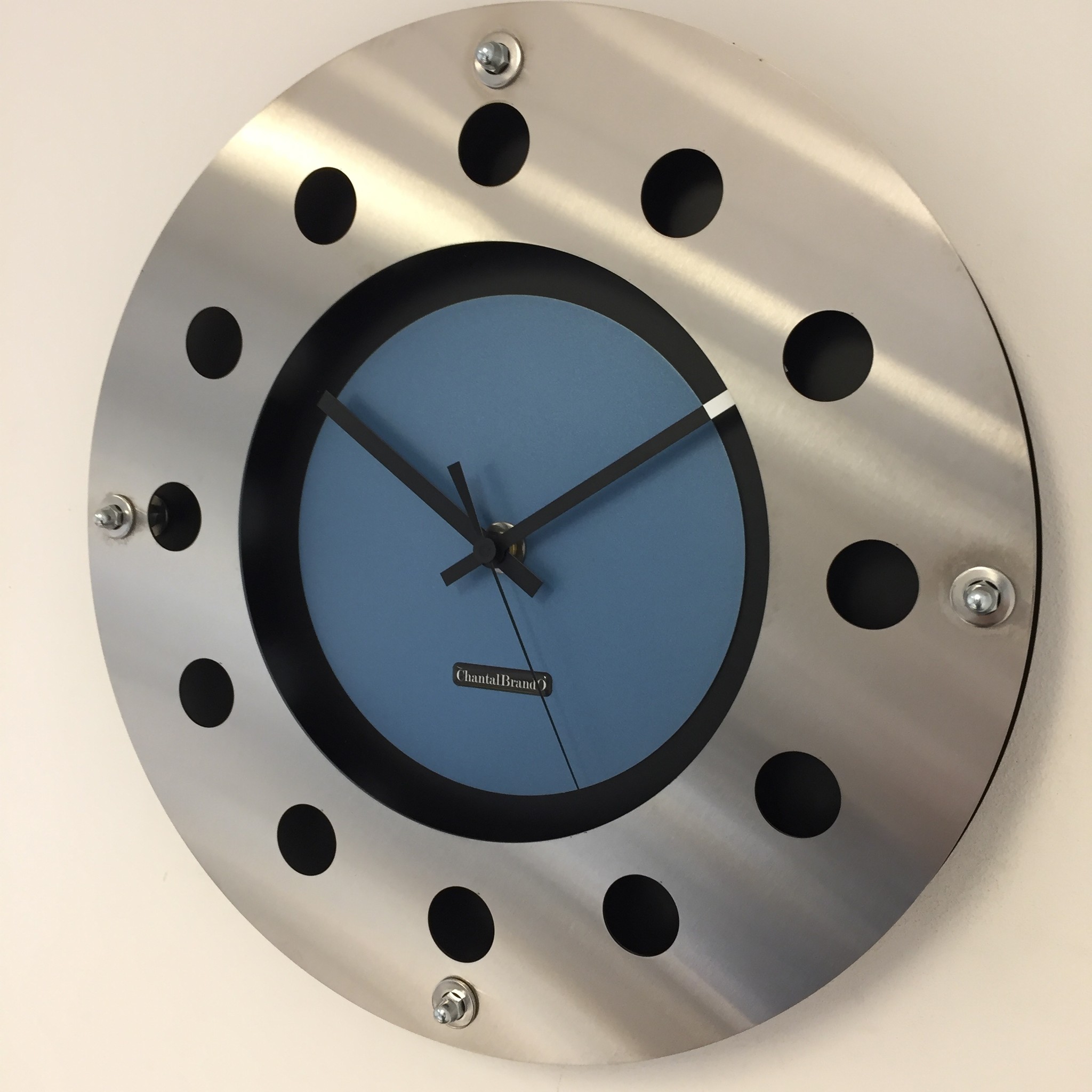 ChantalBrandO Design - Wall clock Mecanica Small Indoor Circle Blue Black Modern Dutch Design Handmade 40 cm