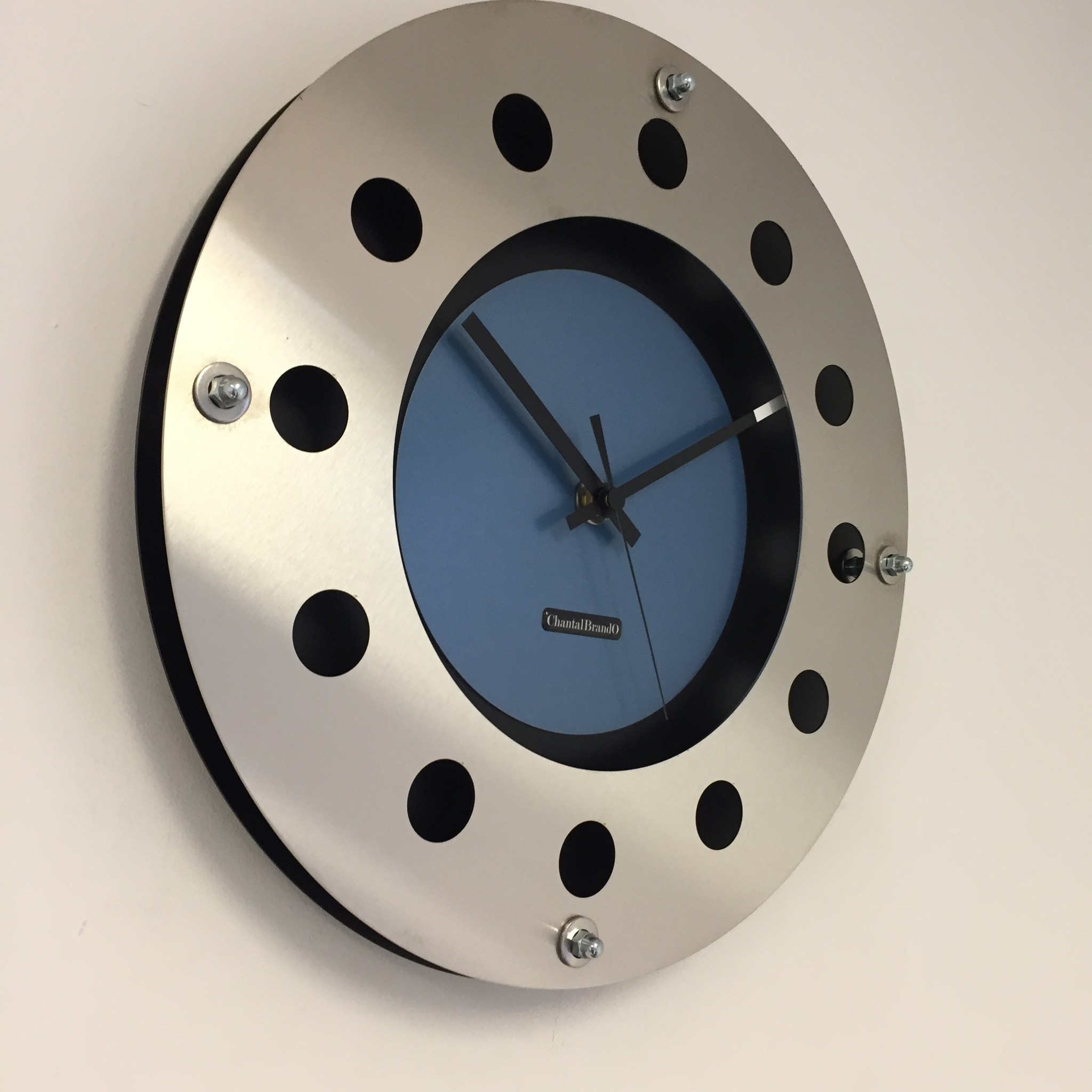 ChantalBrandO Design - Wall clock Mecanica Small Indoor Circle Blue Black Modern Dutch Design Handmade 40 cm