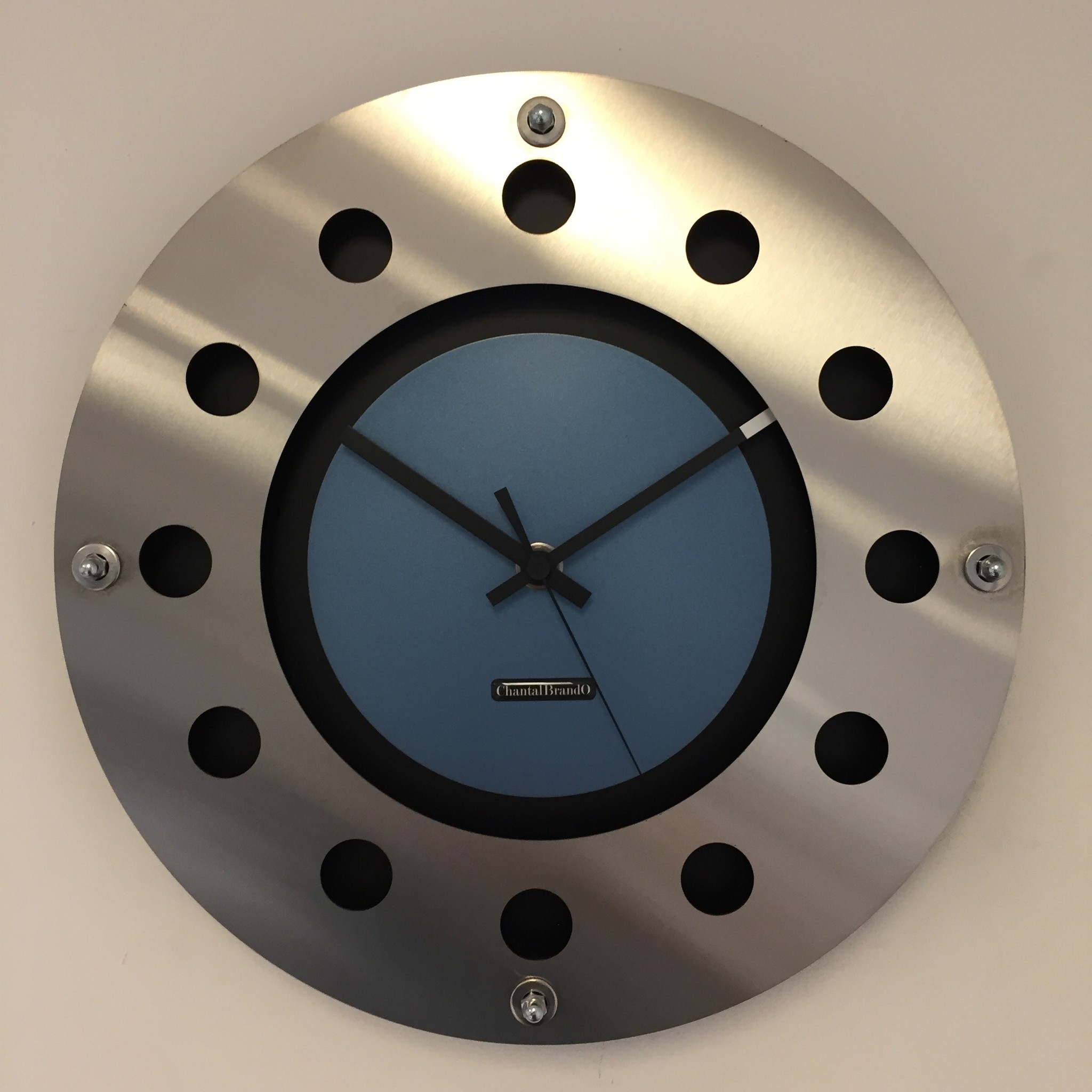 ChantalBrandO Design - Wall clock Mecanica Small Indoor Circle Blue Black Modern Dutch Design Handmade 40 cm