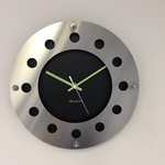 ChantalBrandO Design - Wall clock Mecanica Black & Silver Green White Pointer Modern Dutch Design Handmade 40 cm