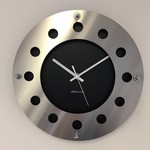 ChantalBrandO Design - Wall clock Mecanica Black & Silver Yellow White Pointer Modern Dutch Design Handmade 40 cm