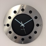 ChantalBrandO Design - Wall clock Mecanica Black & Silver Blue White Pointer Modern Dutch Design Handmade 40 cm