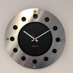 ChantalBrandO Design - Wall clock Mecanica Black & Silver White Red Pointer Modern Dutch Design Handmade 40 cm