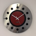 ChantalBrandO Design - Wall clock Mecanica Fully Black With Red Color Small Inside Cirkel White Pointer Modern Dutch Design Handmade 40 cm