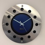 ChantalBrandO Design - Wall clock Mecanica Fully Black With Blue Color Small Inside Cirkel Blue White Pointer Modern Dutch Design Handmade 40 cm