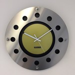 ChantalBrandO Design - Wall clock Mecanica Full Black with Lemmon Color Small Inside Cirkel Wit Point Modern Dutch Design Handmade 40 cm