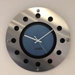 ChantalBrandO Design - Wall clock Mecanica Fully Black with Light Blue Color Small Inside Circle White Pointer Modern Dutch Design Handmade 40 cm