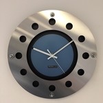 ChantalBrandO Design - Wall clock Mecanica Fully Black with Light Blue Color Small Inside Circle White Pointer Modern Dutch Design Handmade 40 cm