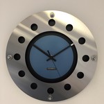 ChantalBrandO Design - Wall clock Mecanica Entire Black with Light Blue Color Small Inside Circle Black Pointer Modern Dutch Design Handmade 40 cm