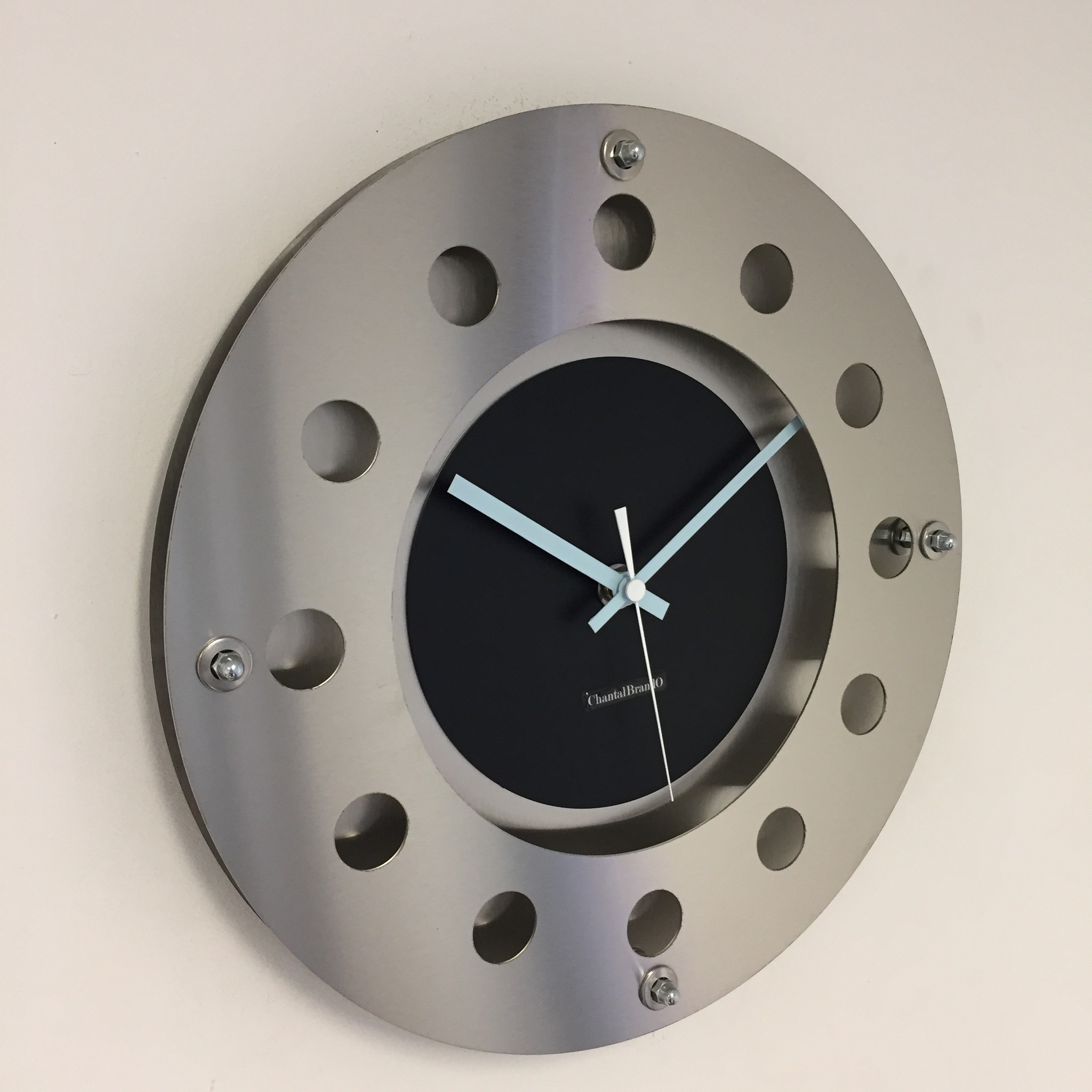ChantalBrandO Design - Wall clock Mecanica Small Indoor Circle Black Blue Modern Dutch Design Handmade 40 cm