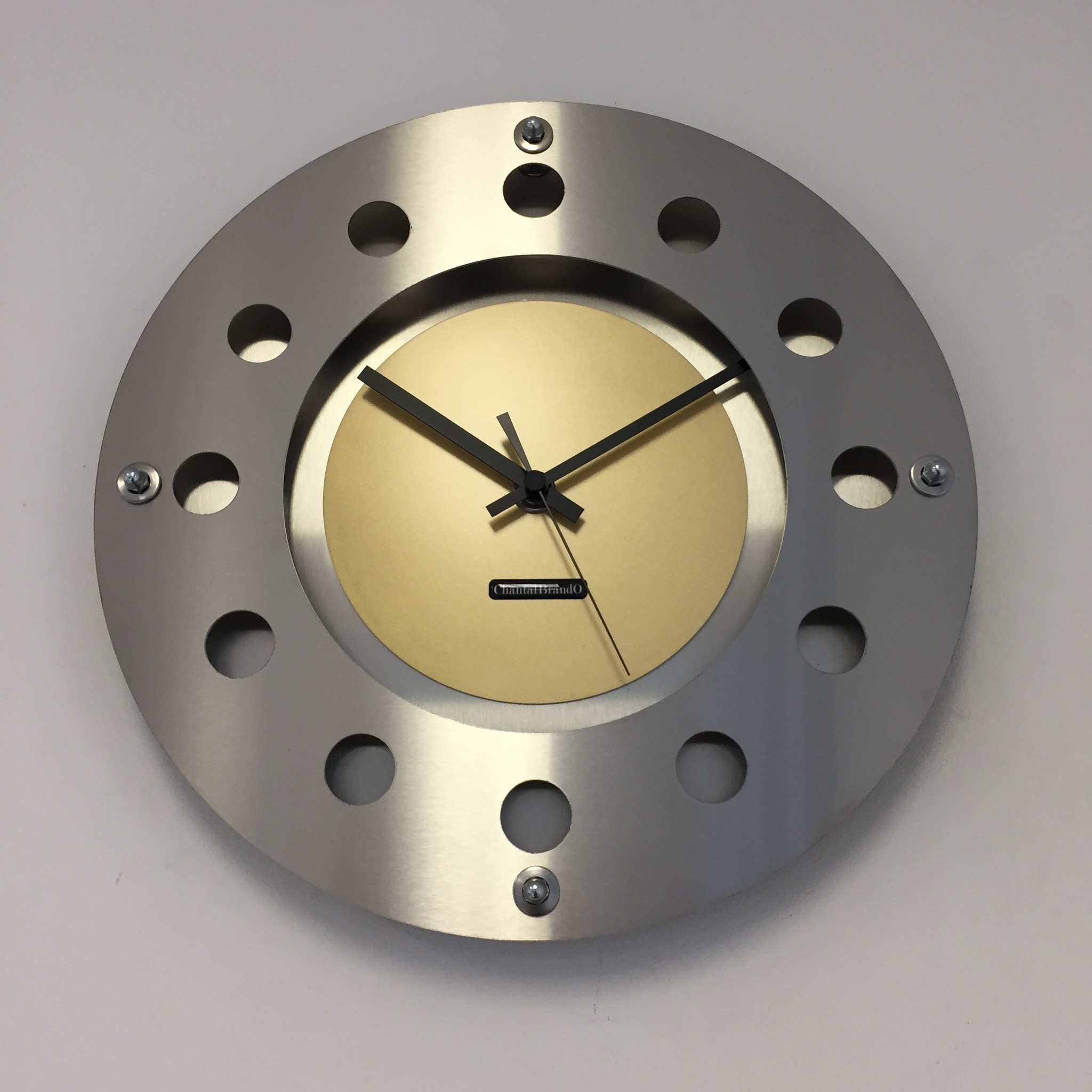 ChantalBrandO Design - Wall clock Mecanica Small Indoor Circle Gold Black Black Modern Dutch Design Handmade 40 cm