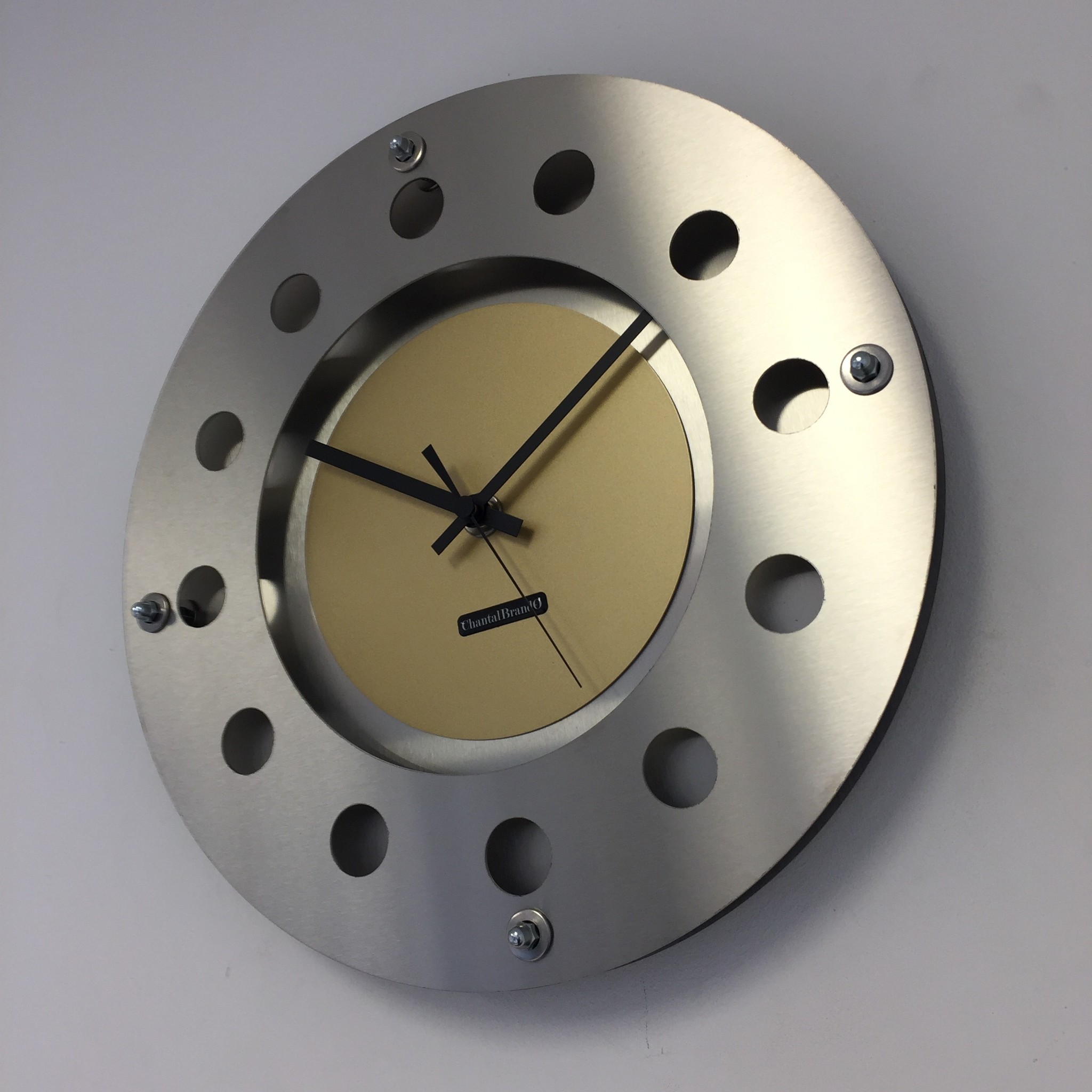 ChantalBrandO Design - Wall clock Mecanica Small Indoor Circle Gold Black Black Modern Dutch Design Handmade 40 cm