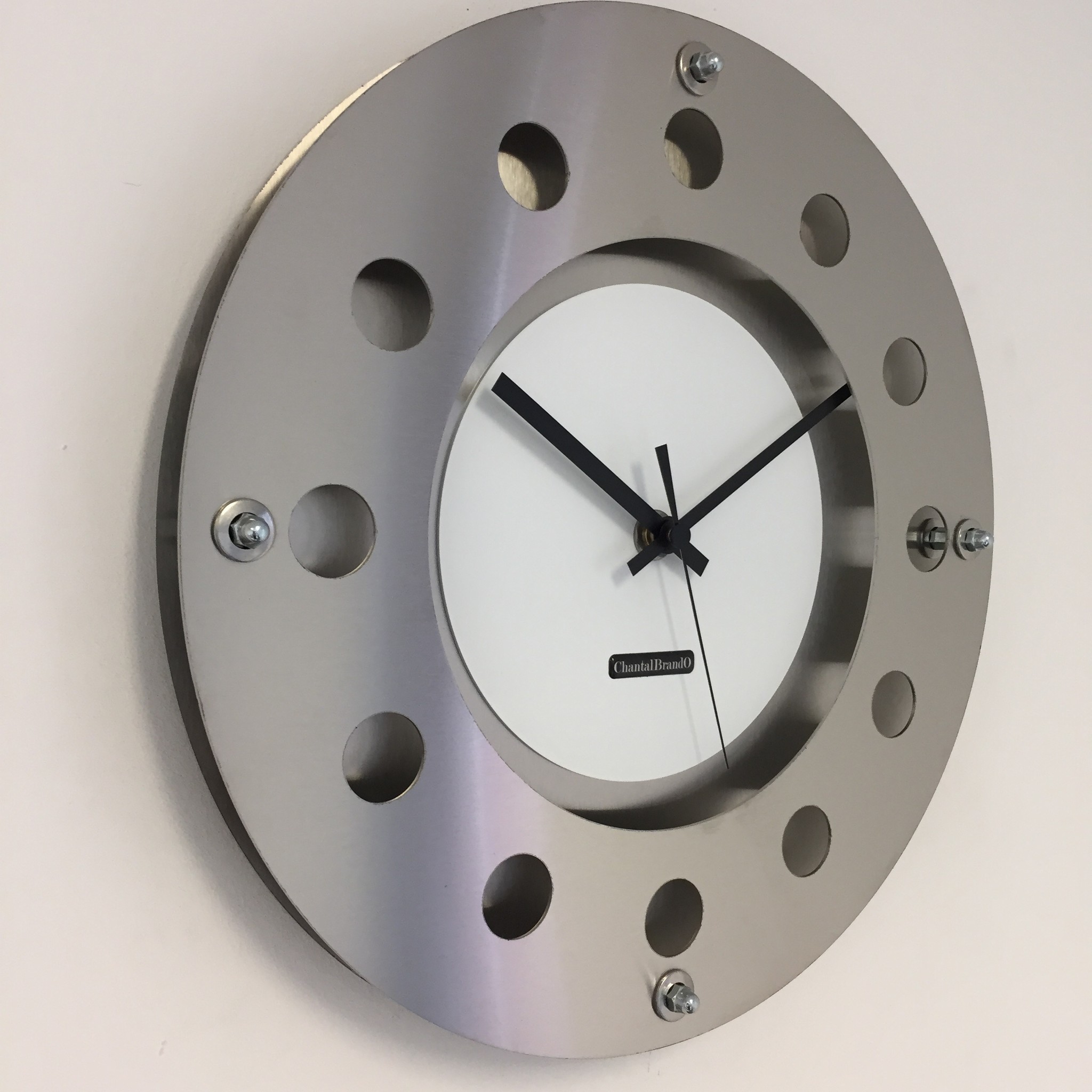 ChantalBrandO Design - Wall clock Mecanica Small Inside Circle White Black Black Modern Dutch Design Handmade 40 cm