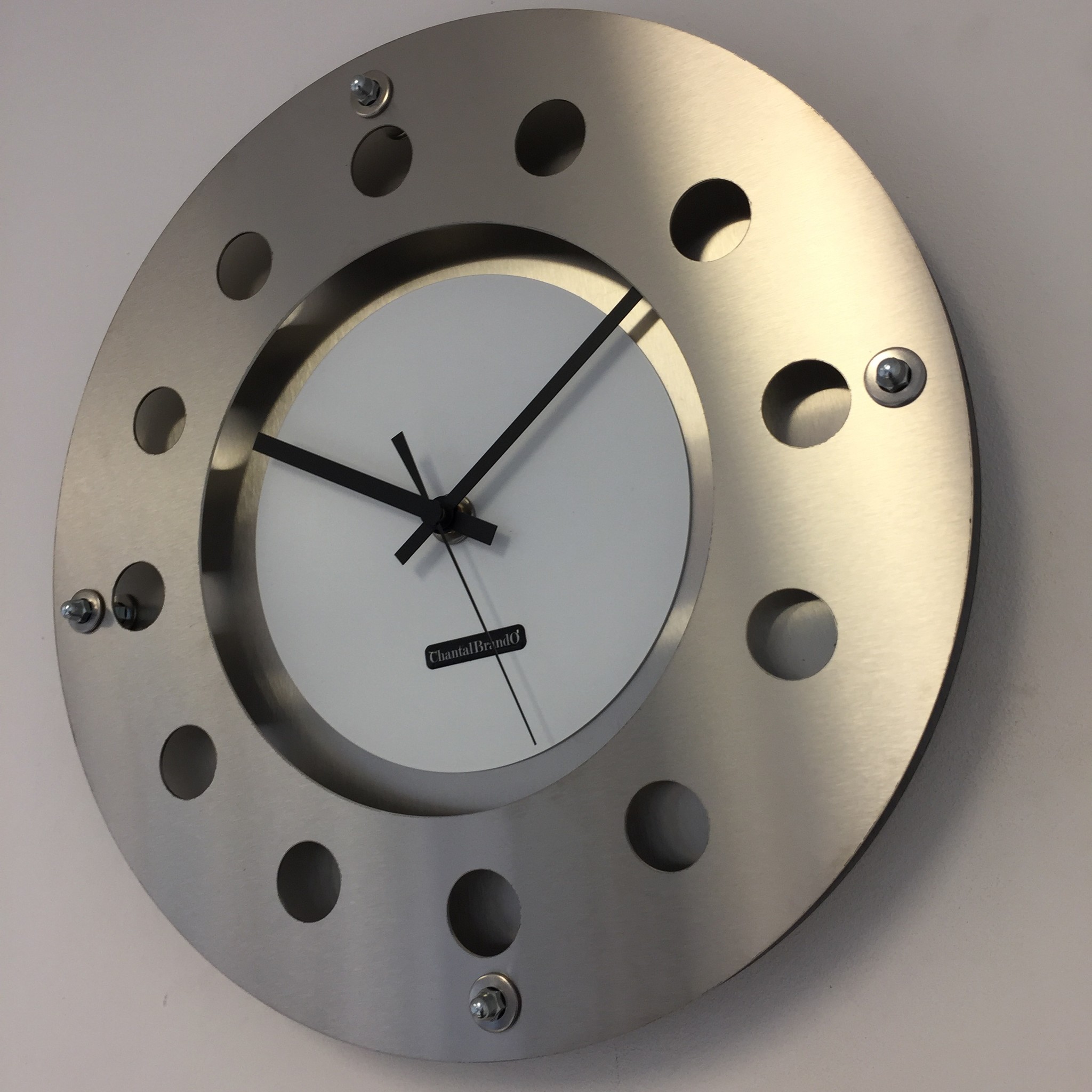 ChantalBrandO Design - Wall clock Mecanica Small Inside Circle White Black Black Modern Dutch Design Handmade 40 cm