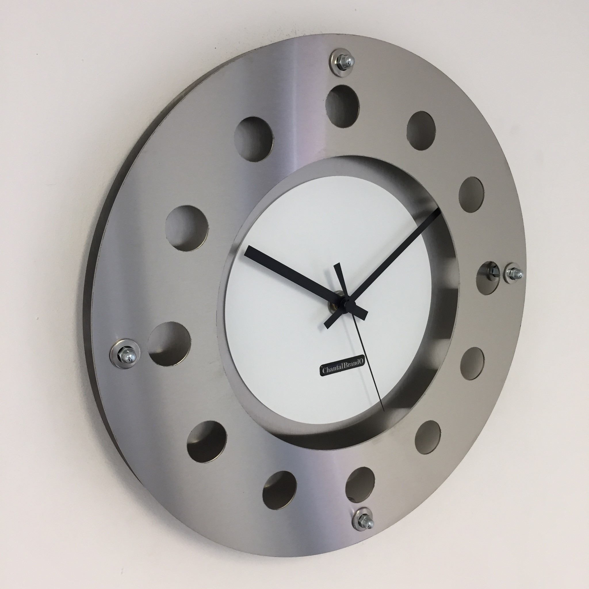 ChantalBrandO Design - Wall clock Mecanica Small Inside Circle White Black Red Modern Dutch Design Handmade 40 cm