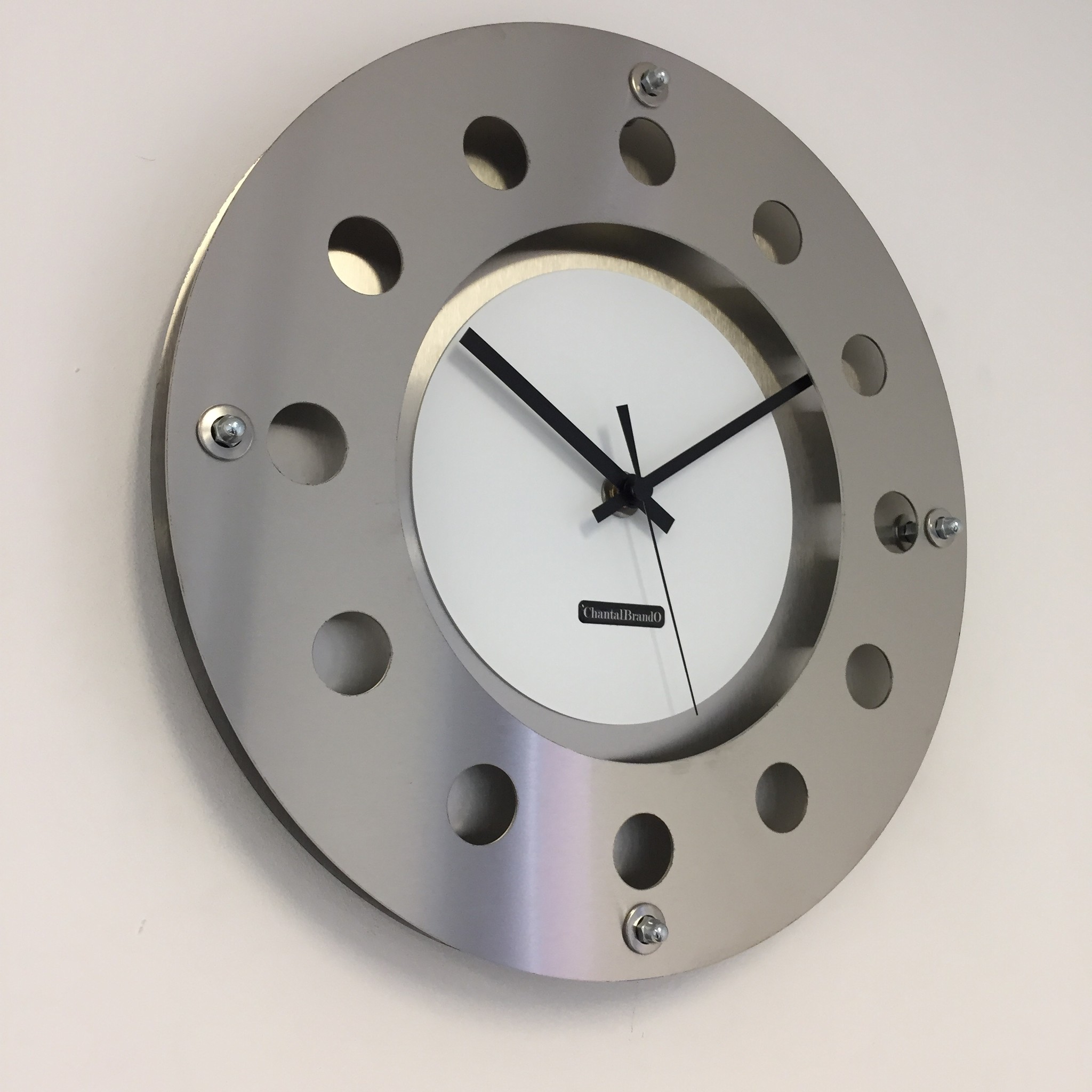 ChantalBrandO Design - Wall clock Mecanica Small Inside Circle White Black Red Modern Dutch Design Handmade 40 cm