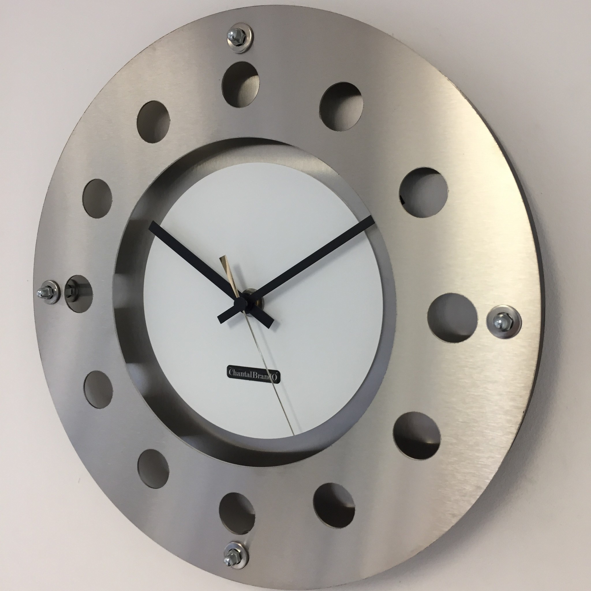 ChantalBrandO Design - Wall clock Mecanica Small Inside Circle White Black Gold Modern Dutch Design Handmade 40 cm