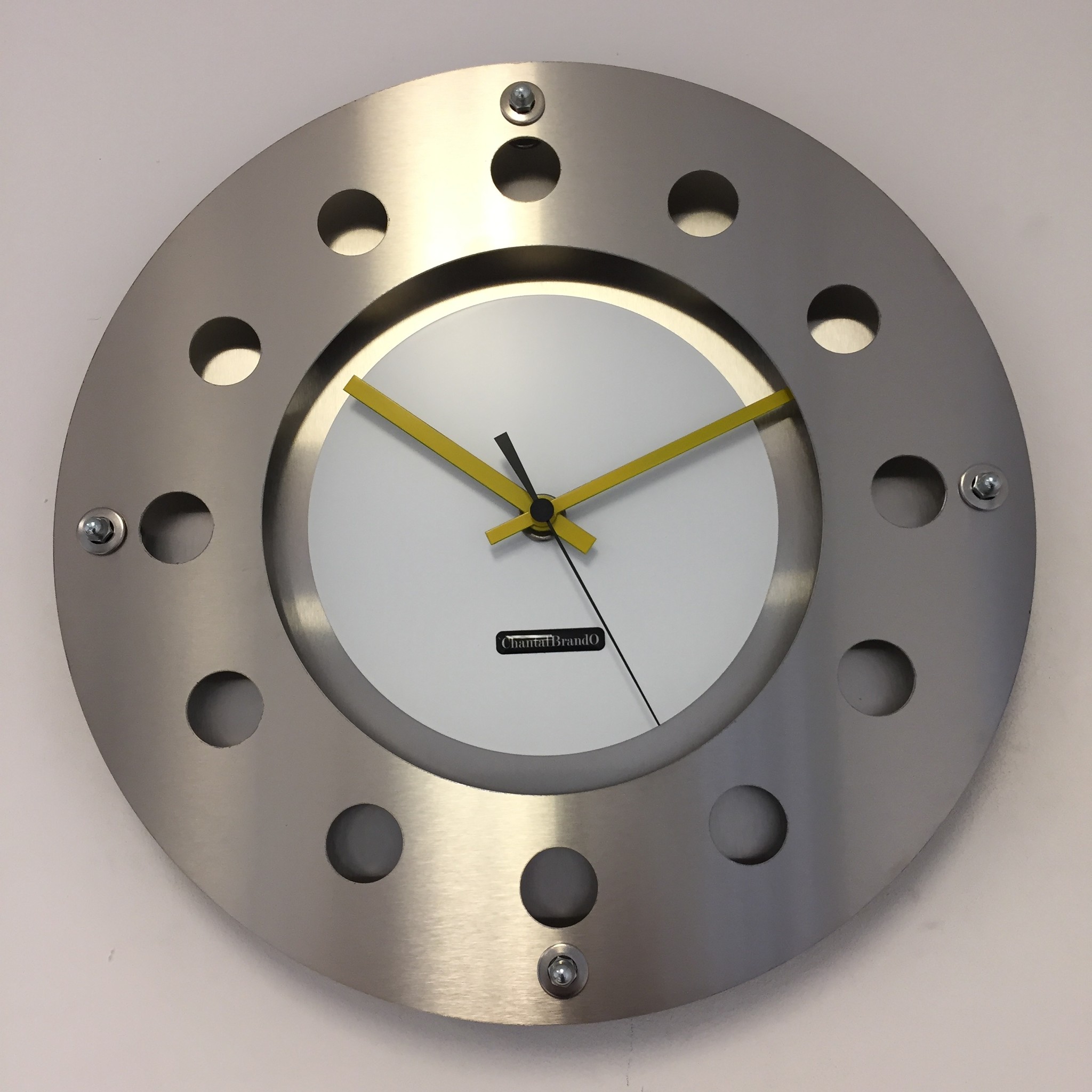 ChantalBrandO Design - Wall clock Mecanica Small Indoor Circle White Yellow Black Modern Dutch Design Handmade 40 cm