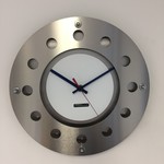 ChantalBrandO Design - Wall clock Mecanica Small Inside Circle White Darkblue Red Modern Dutch Design Handmade 40 cm