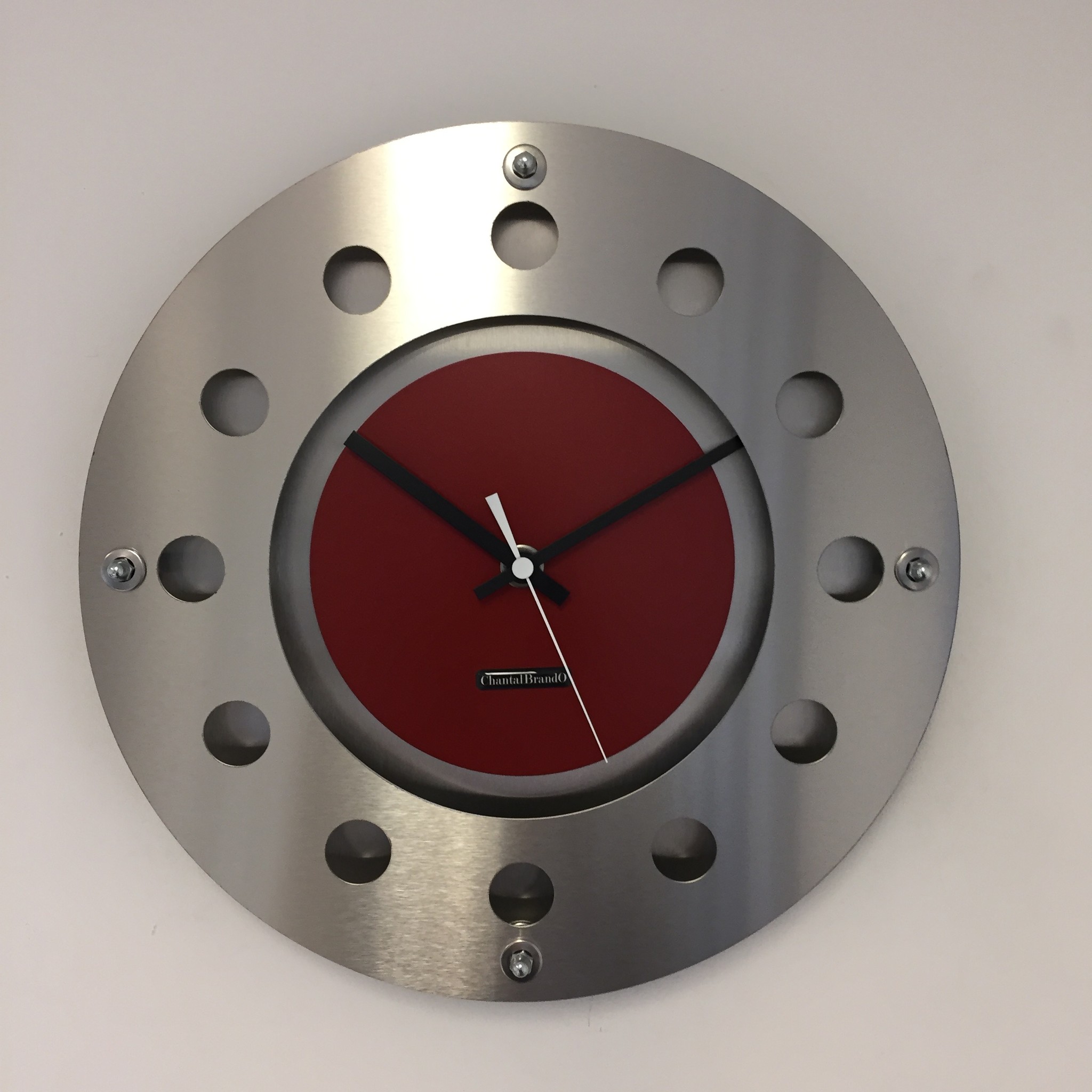 ChantalBrandO Design - Wall clock Mecanica Small inner circle Red Black White Modern Dutch Design Hand Plate 40 Cm