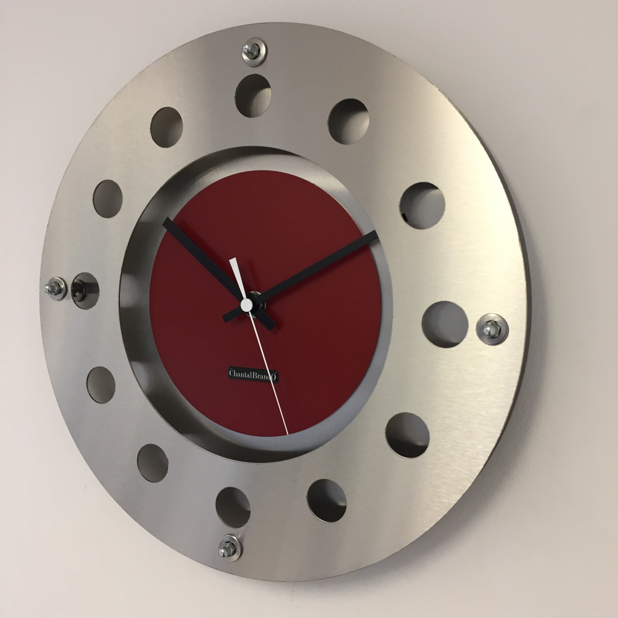 ChantalBrandO Design - Wall clock Mecanica Small inner circle Red Black White Modern Dutch Design Hand Plate 40 Cm