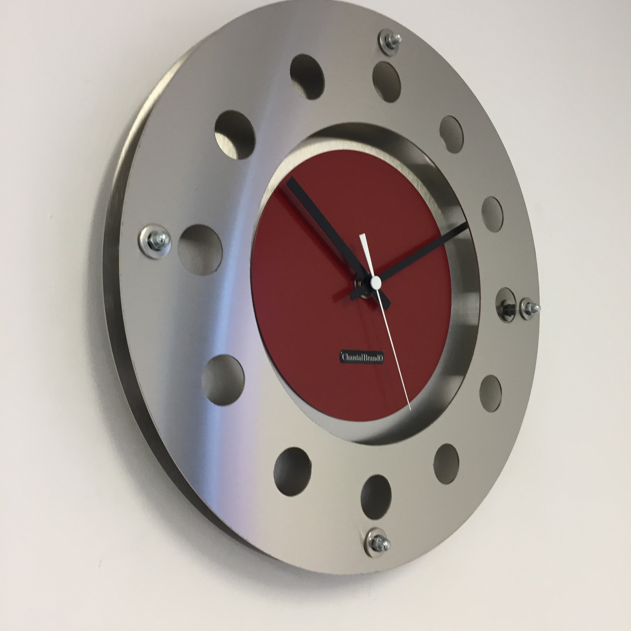 ChantalBrandO Design - Wall clock Mecanica Small inner circle Red Black White Modern Dutch Design Hand Plate 40 Cm