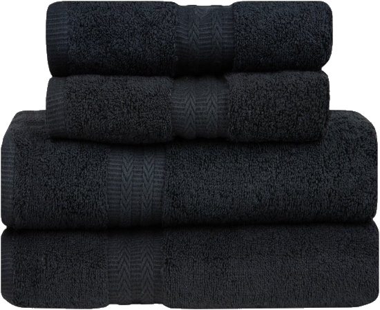 Beoxl WANDKLOK MET GRATIS Design HANDDOEK - BADLAKEN - 140X70 GROOT FORMAAT - ZWART -- ZACHTE KWALITEIT