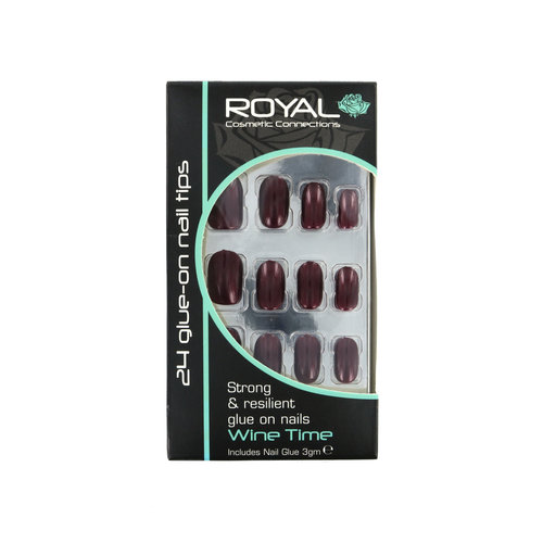Royal 24 Glue-On Nail Tips - Wine Time (Avec de la colle à ongles)