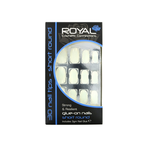 Royal 30 Short Round Glue-On Nail Tips - Natural (Avec de la colle à ongles)