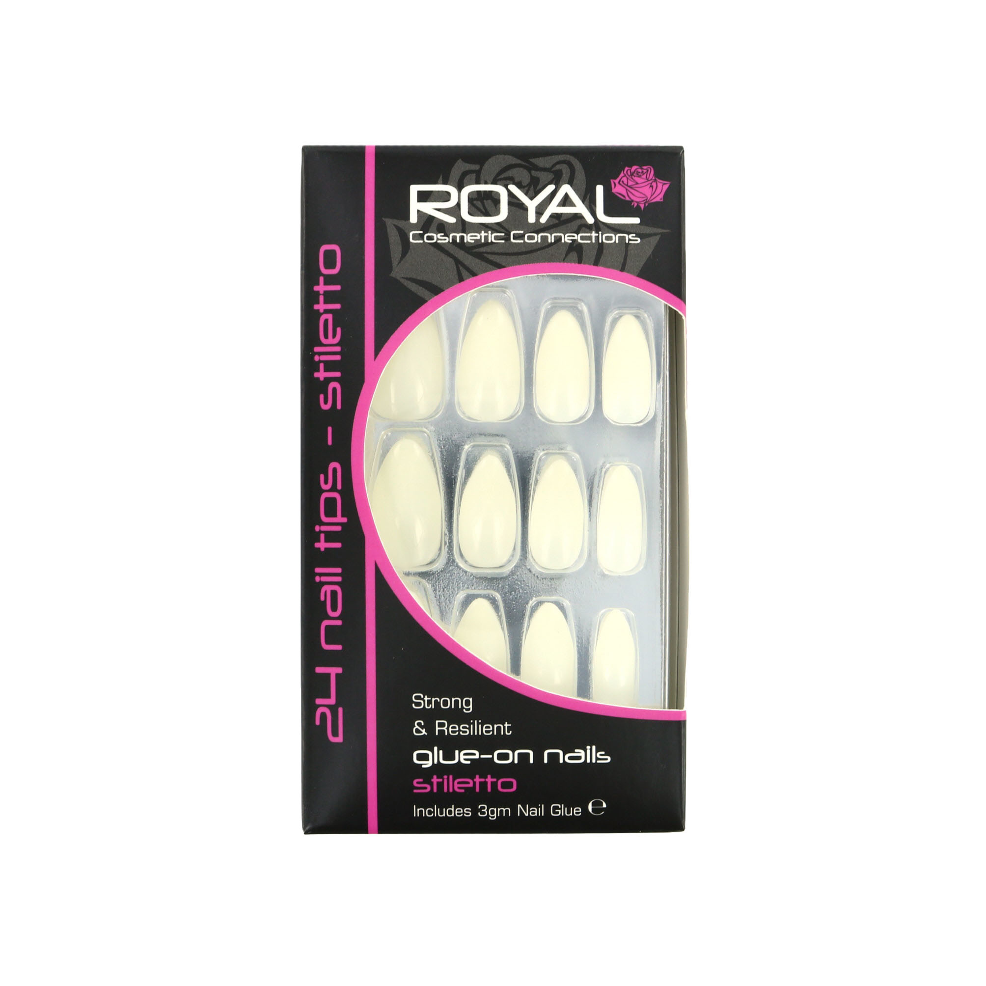 Royal 24 Stiletto Glue-On Nail Tips - Natural (Avec de la colle à ongles)