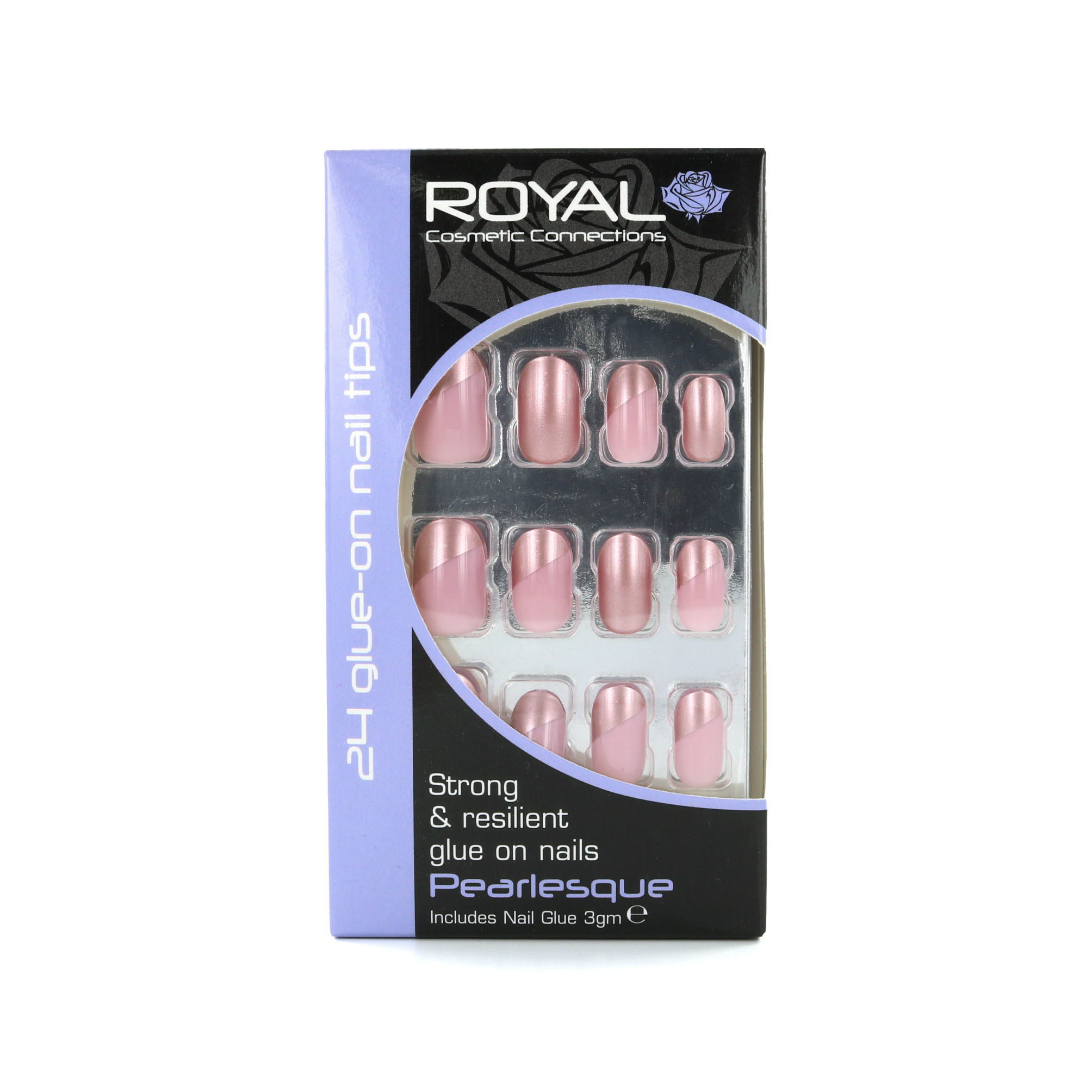 Royal 24 Glue-On Nail Tips - Pearlesque (Avec de la colle à ongles)