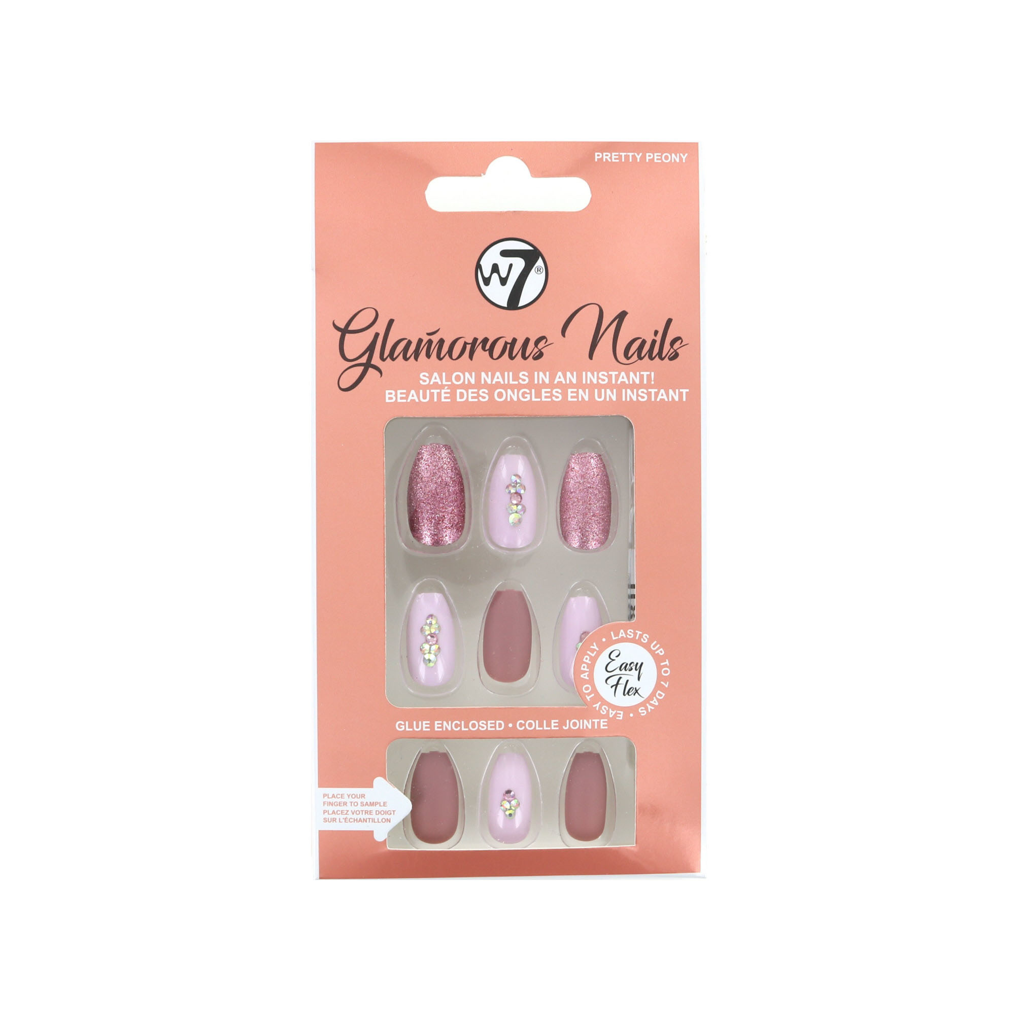 W7 Glamorous Nails - Pretty Peony (Avec de la colle à ongles)