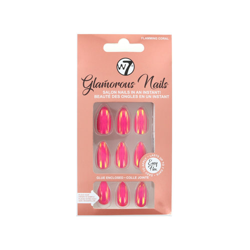 W7 Glamorous Nails - Flaming Coral (Avec de la colle à ongles)