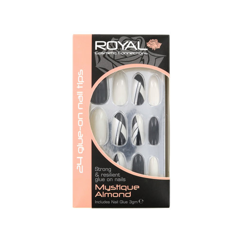 Royal 24 Glue-On Nail Tips - Mystique Almond (Avec de la colle à ongles)