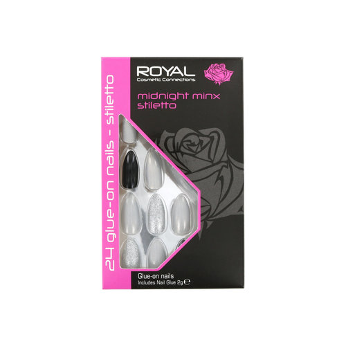 Royal 24 Stiletto Glue-On Nail Tips - Midnight Minx (Avec de la colle à ongles)