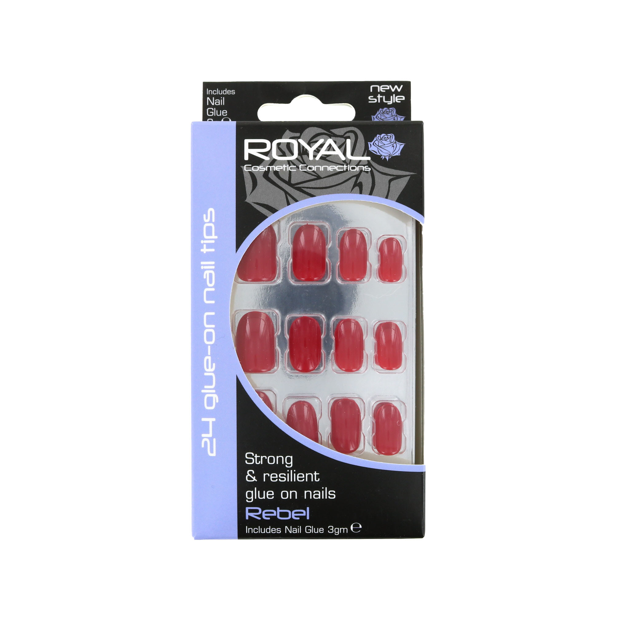 Royal 24 Glue-On Nail Tips - Rebel (Avec de la colle à ongles)