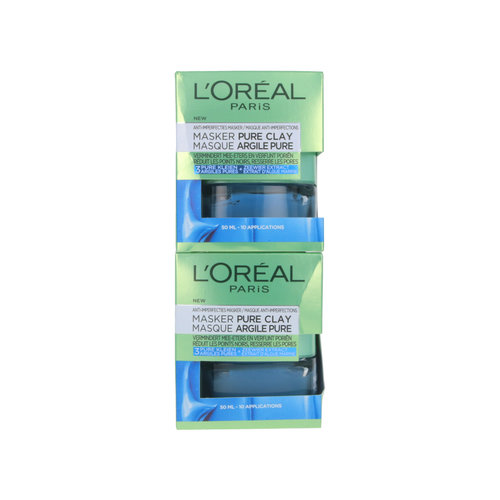 L'Oréal Pure Clay Anti-Imperfection Masque - 50 ml (2 pièces)