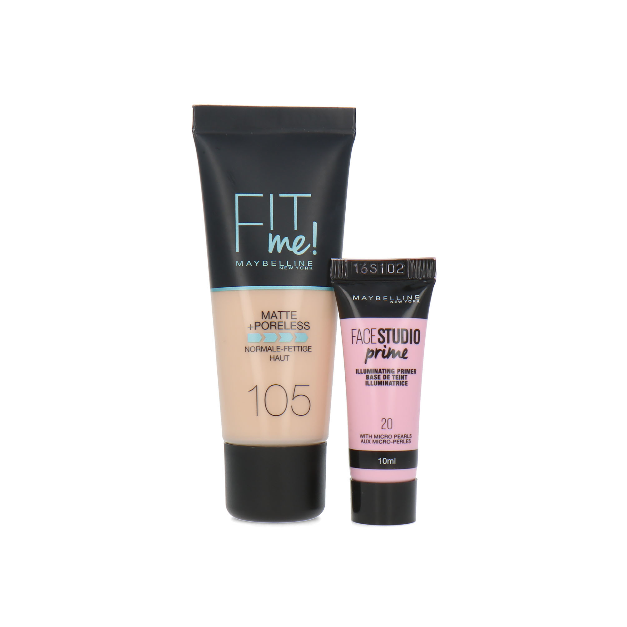 Maybelline Fit Me Matte + Poreless Foundation + Facestudio Prime - 105 Natural Ivory (Pour les peaux