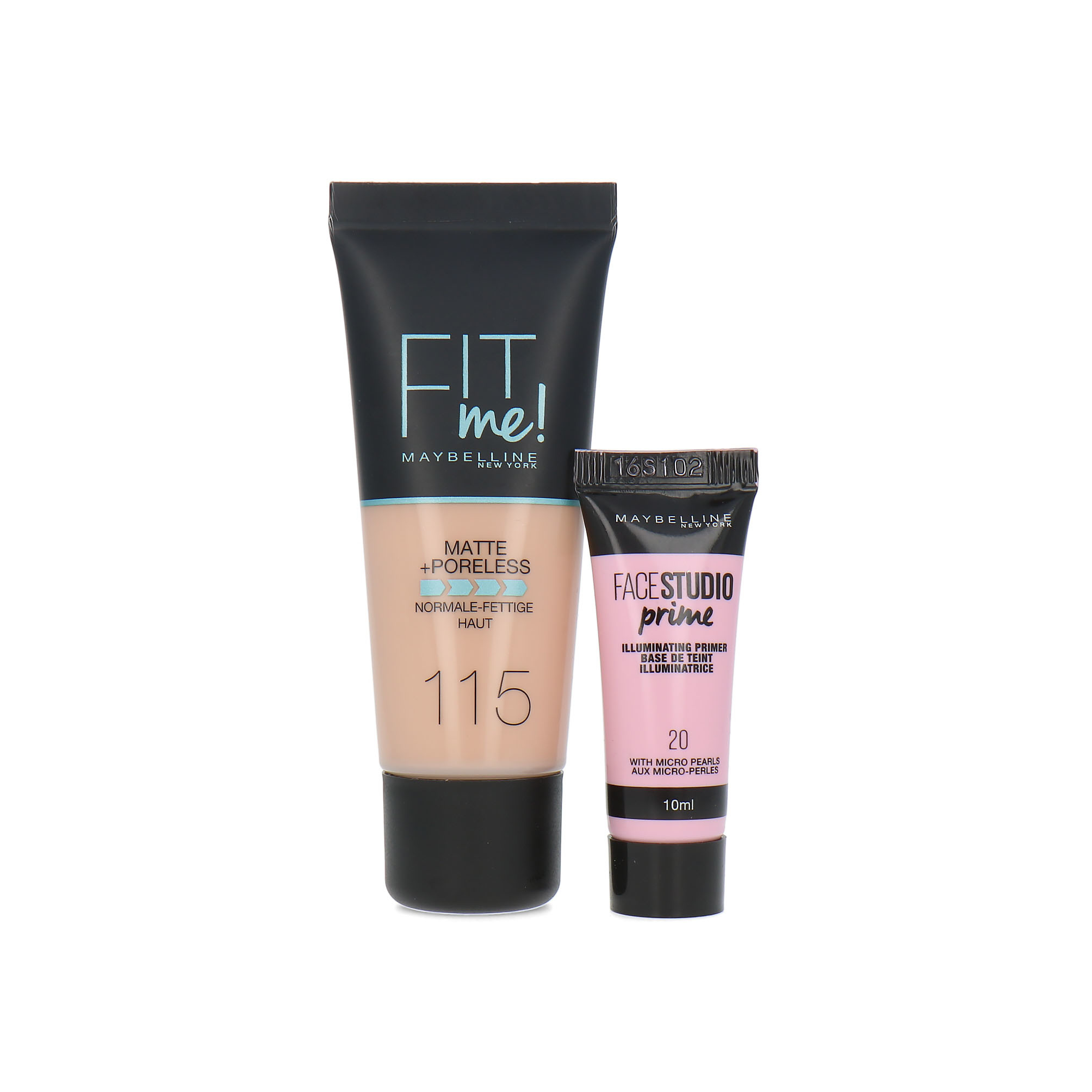Maybelline Fit Me Matte + Poreless Foundation + Facestudio Prime - 115 Ivory (Pour les peaux normale
