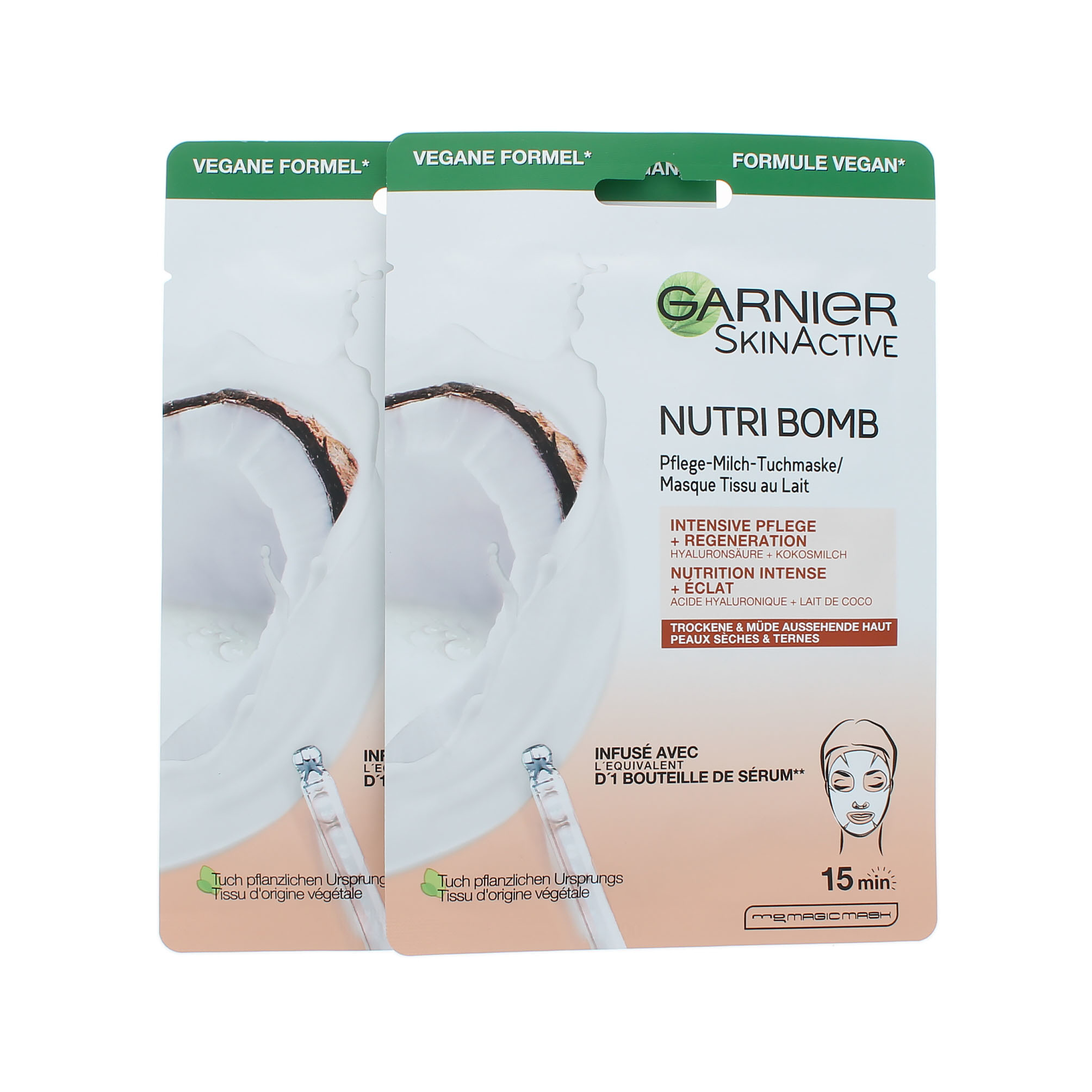 Garnier Skin Active Nutri Bomb Vegan Masque - Coco (Ensemble de 2)