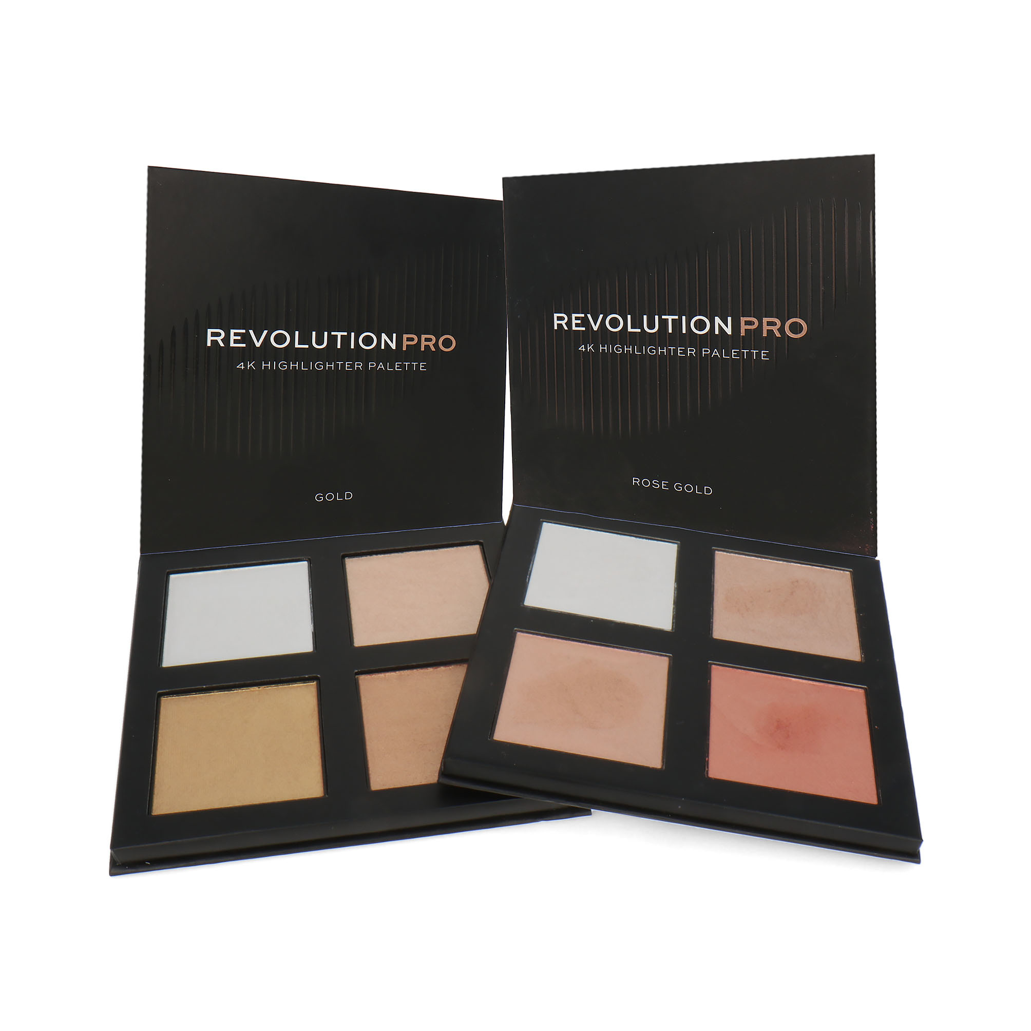 Makeup Revolution 2 x Revolution 4K Highlighter Palette - Gold-Rose Gold (Boîte à rayures)