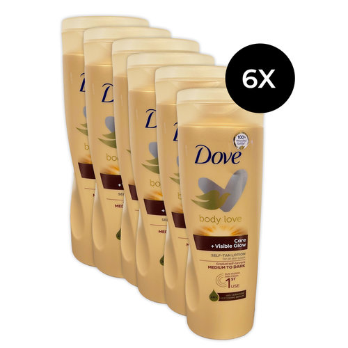 Dove Body Love Care + Visibe Glow Self-Tan Lotion 400 ml - medium to dark (6 pièces)