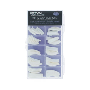 80 Salon Nail Tips - Natural French Square White