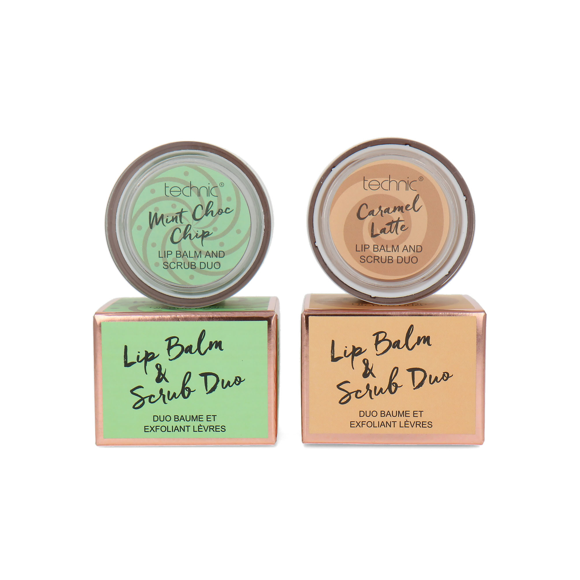 Technic Lip Balm and Scrub Duo - Caramel Latte + Mint Choc Chip (Ensemble de 2)