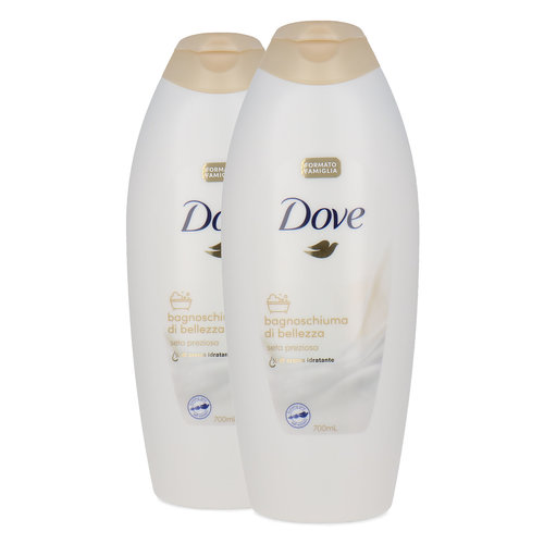 Dove Caring Bath 2 stuks à 700 ml - Precious Silk (Texte italien)